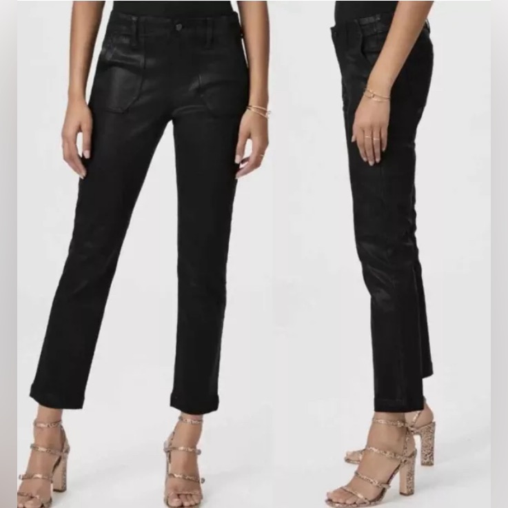 Nwt Paige Mayslie Black Coated Slim Jeans Size 29